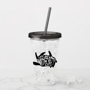 Liv är bättre med rolig katttypografi för katte take away mugg