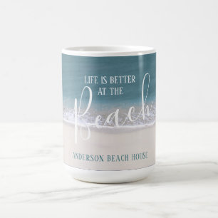 Liv är bättre på det vatten- och Sandfotoet f Kaffemugg