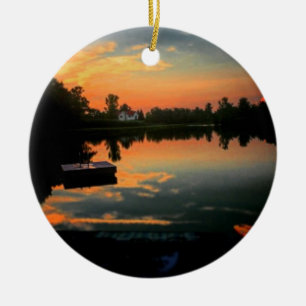 Liv är bättre på sjön julgransprydnad keramik