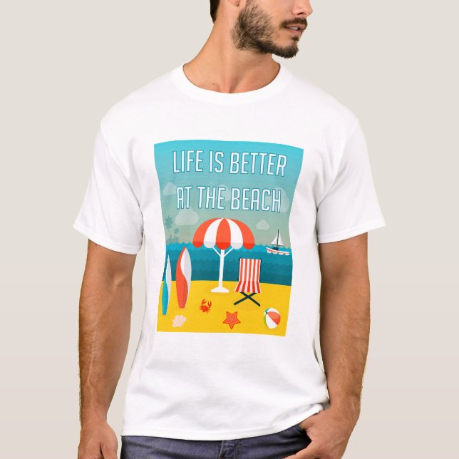 Liv är bättre på stranden tee shirt (Framsida)