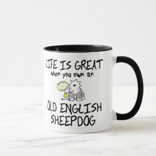 Liv är den utmärkt gammala engelska sheepdogen mugg