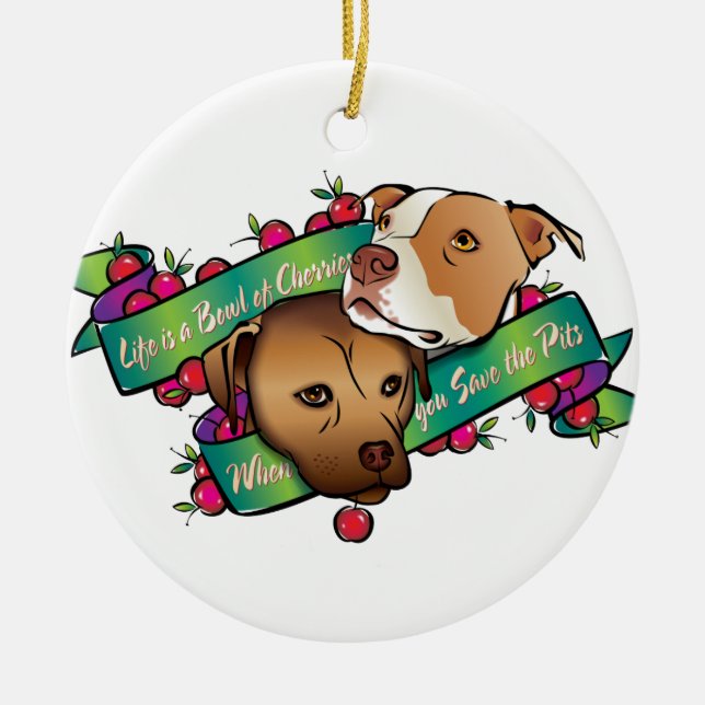 Liv är en bunke av körsbär… julgransprydnad keramik (Framsidan)