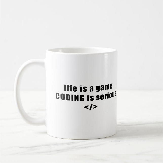 Liv är en lek som kodifierar är allvarligt kaffemugg (Vänster)