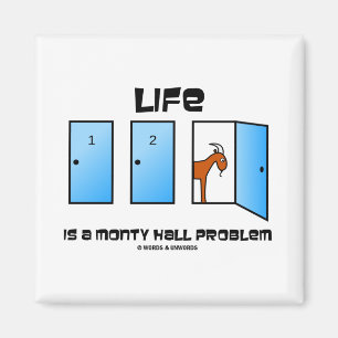 Liv är ett Monty Hall problem (tre dörrar) Magnet
