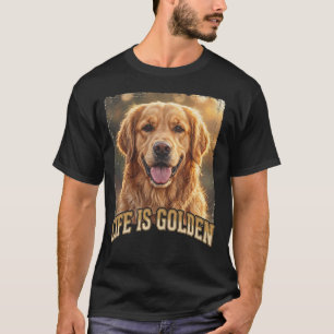 Liv är gyllene Golden Retriever Hund T-Shirt Vin
