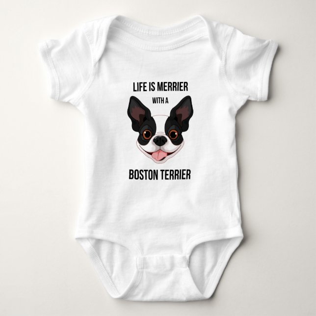 Liv är mer glad med en Boston Terrier Tee Shirt (Framsida)