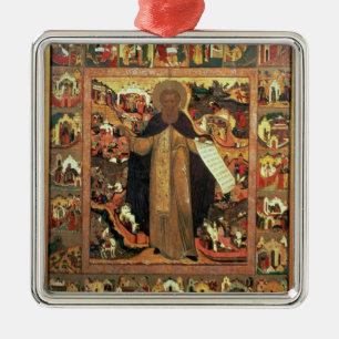 Liv av St. Sergius av Radonesh, 1640s Julgransprydnad Metall