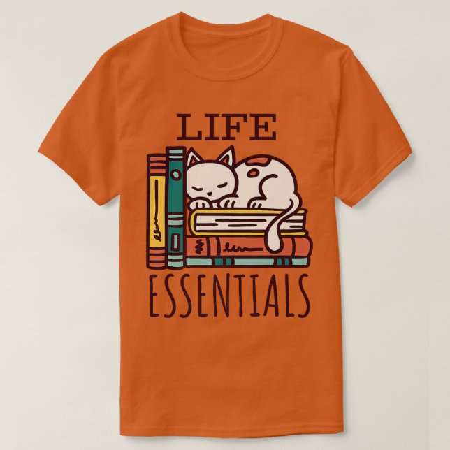 Liv, Bokar och katt T Shirt (Design framsida)