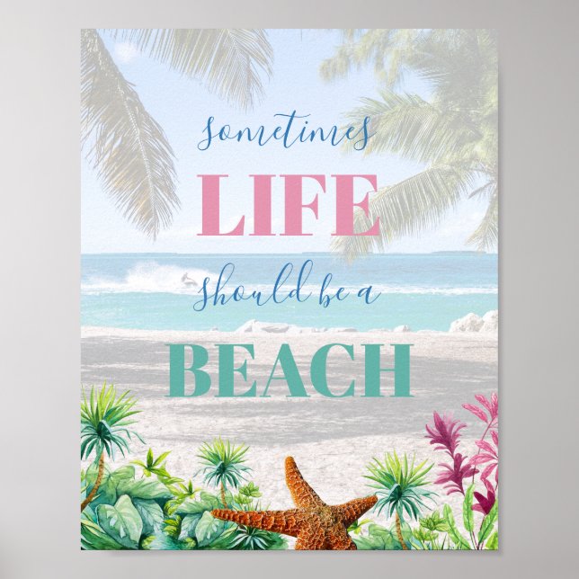 Liv bör vara en strand typografi affisch (Framsidan)