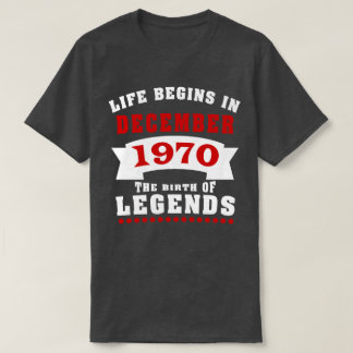 Liv börjar den December 1970 födelsedagen T Shirt