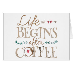 Liv börjar efter kaffe hälsningskort