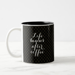 Liv börjar efter kaffe Två-Tonad mugg