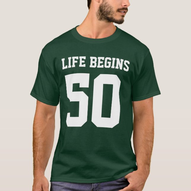 Liv börjar på 50 tee shirt (Framsida)