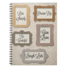 liv enkelt, drömbig, var tacksam, live kärlek,skra anteckningsbok