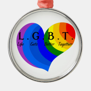 Liv får bättre tillsammans LGBT-pride Julgransprydnad Metall