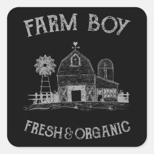 Liv för lantgård för kall bondeFarmboy nytt Fyrkantigt Klistermärke