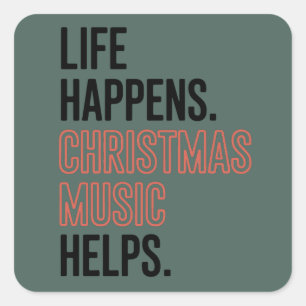 Liv Händer Julmusik Hjälper God Jul Fyrkantigt Klistermärke