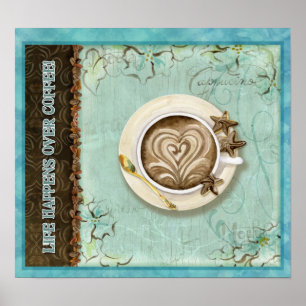 Liv händer över kaffe, vid Audrey Jeanne Roberts Poster