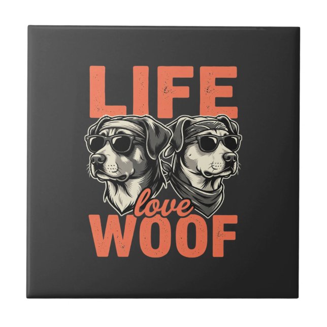 Liv Kärlek Woof Hundälskare Kakelplatta (Framsidan)