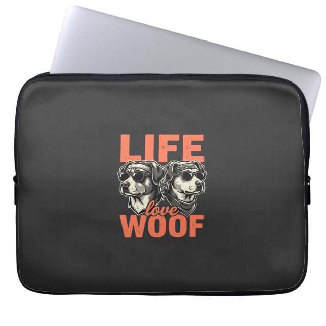 Liv Kärlek Woof Hundälskare Laptop Fodral (Framsidan)