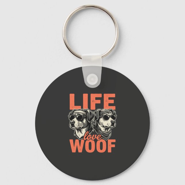 Liv Kärlek Woof Hundälskare Nyckelring (Framsida)
