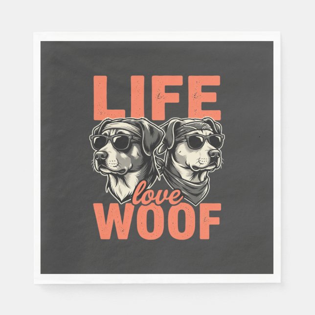 Liv Kärlek Woof Hundälskare Pappersservett (Framsidan)