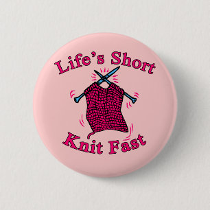 Liv kort, sticka fastar rolig handarbetedesign knapp