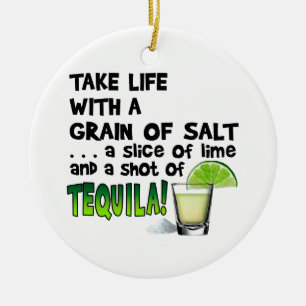 Liv limefrukt som är salt, TEQUILA! Coctailhumor Julgransprydnad Keramik