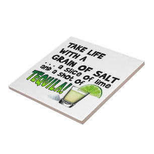 Liv limefrukt som är salt, TEQUILA! Coctailhumor Kakelplatta
