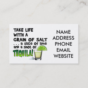 Liv limefrukt som är salt, TEQUILA! Coctailhumor Visitkort