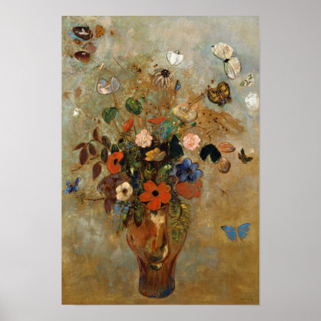 Liv med blommor av Odilon Redon Poster (Framsidan)