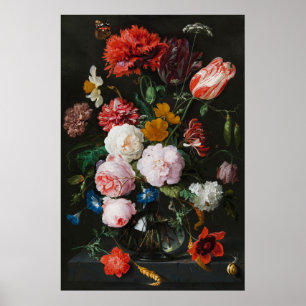 Liv med blommor i Glass Vas av Heem Poster