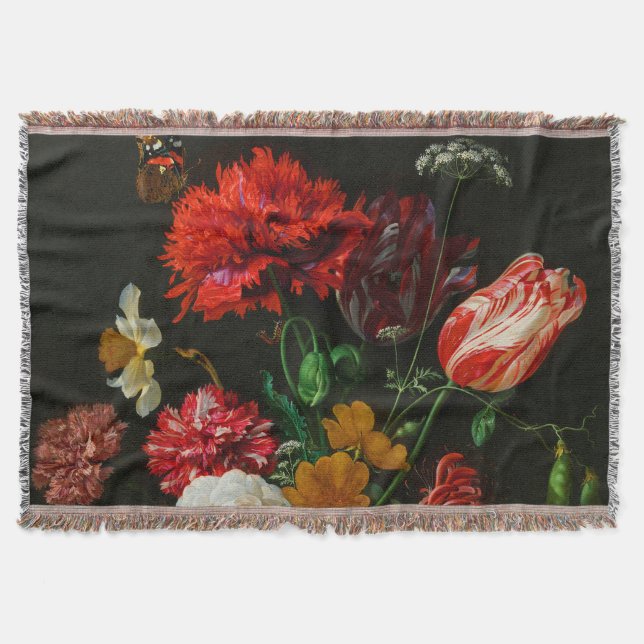 Liv med blommor i Glass Vas Filt (Framsidan)