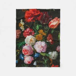 Liv med blommor i Glass Vas Fleecefilt