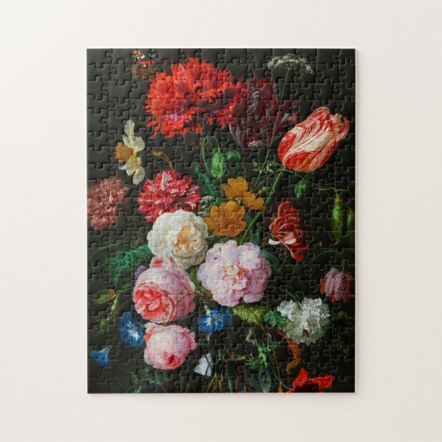 Liv med blommor i Glass Vas Pussel (Vertikal)