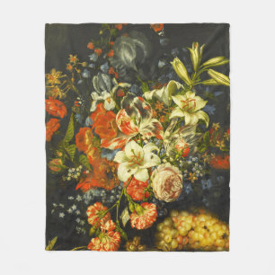 Liv med blommor och frukt fleecefilt