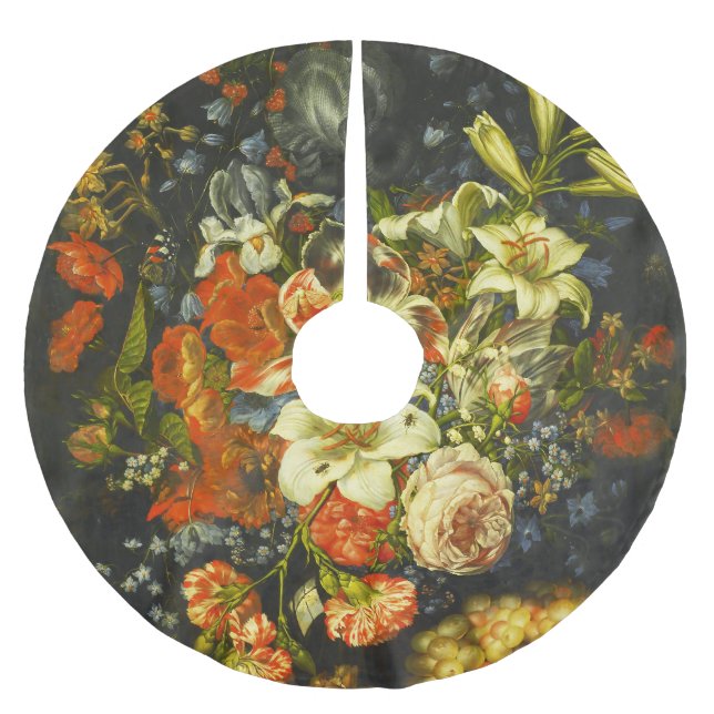 Liv med blommor och frukt julgransmatta borstad polyester (Framsidan)