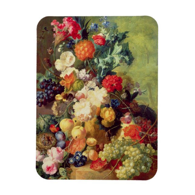 Liv med blommor och frukt magnet (Vertikal)