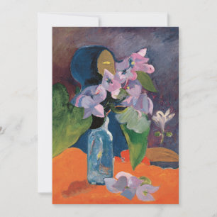 Liv med blommor och idol Paul Gauguin