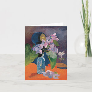 Liv med blommor och idol Paul Gauguin Kort