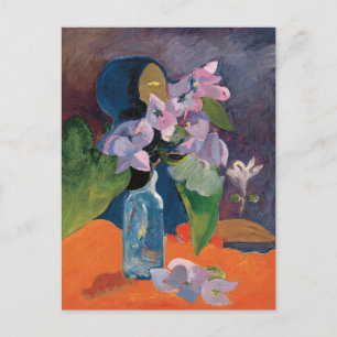 Liv med blommor och idol Paul Gauguin Vykort