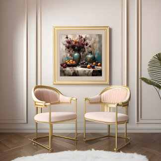 Liv med blommor och plommon - Skriv ut Poster