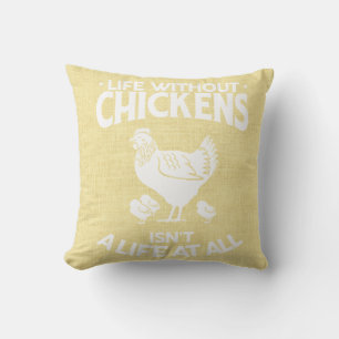 Liv med Chickens Typografi Kudde