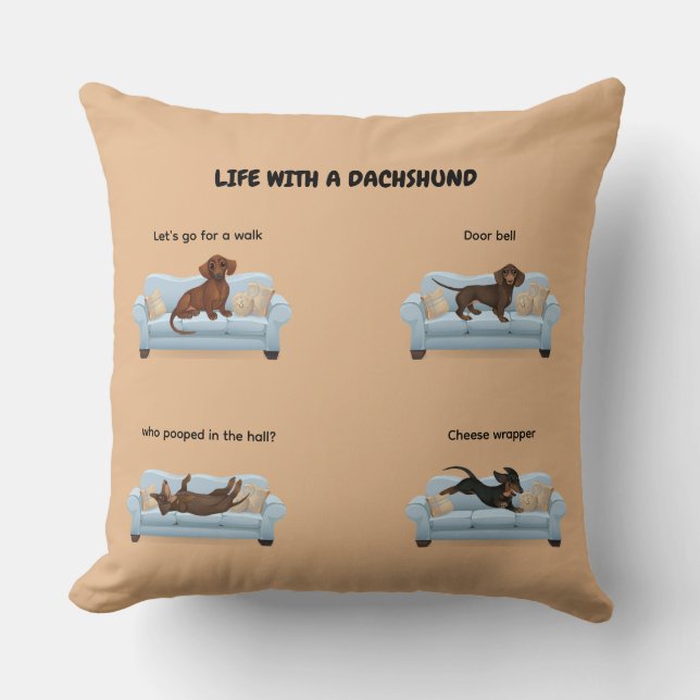 LIV MED DACHSHUND DEKORATIV KUDDE (Framsida)