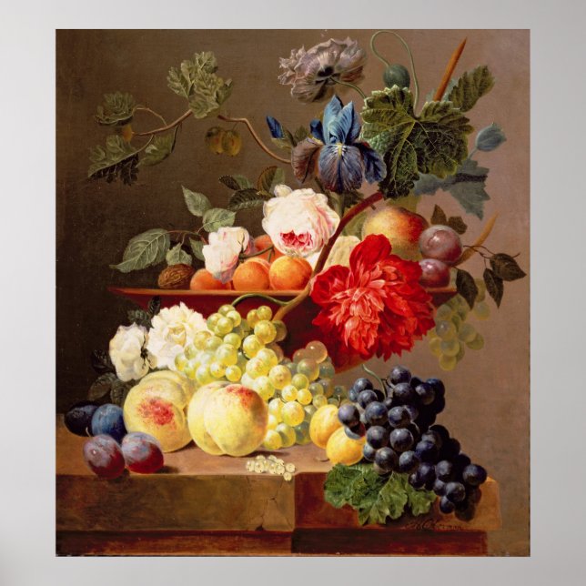 Liv med frukt och blommor poster (Framsidan)