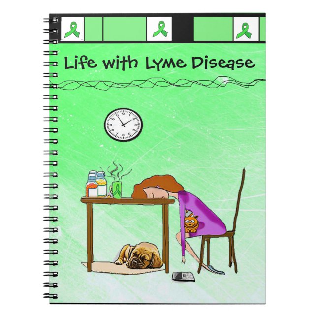 Liv med Lyme Disease Notebook eller Journal Anteckningsbok Med Spiral (Framsidan)