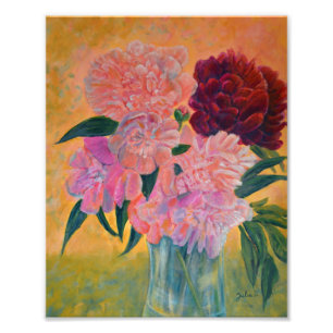Liv med målning av Peonies Fototryck