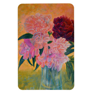 Liv med målning av Peonies Magnet