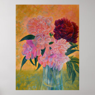 Liv med målning av Peonies Poster
