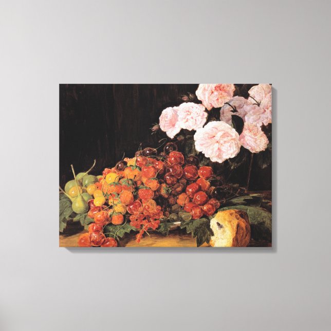 Liv med Ro, jordgubbar och bröd Canvastryck (Framsida)